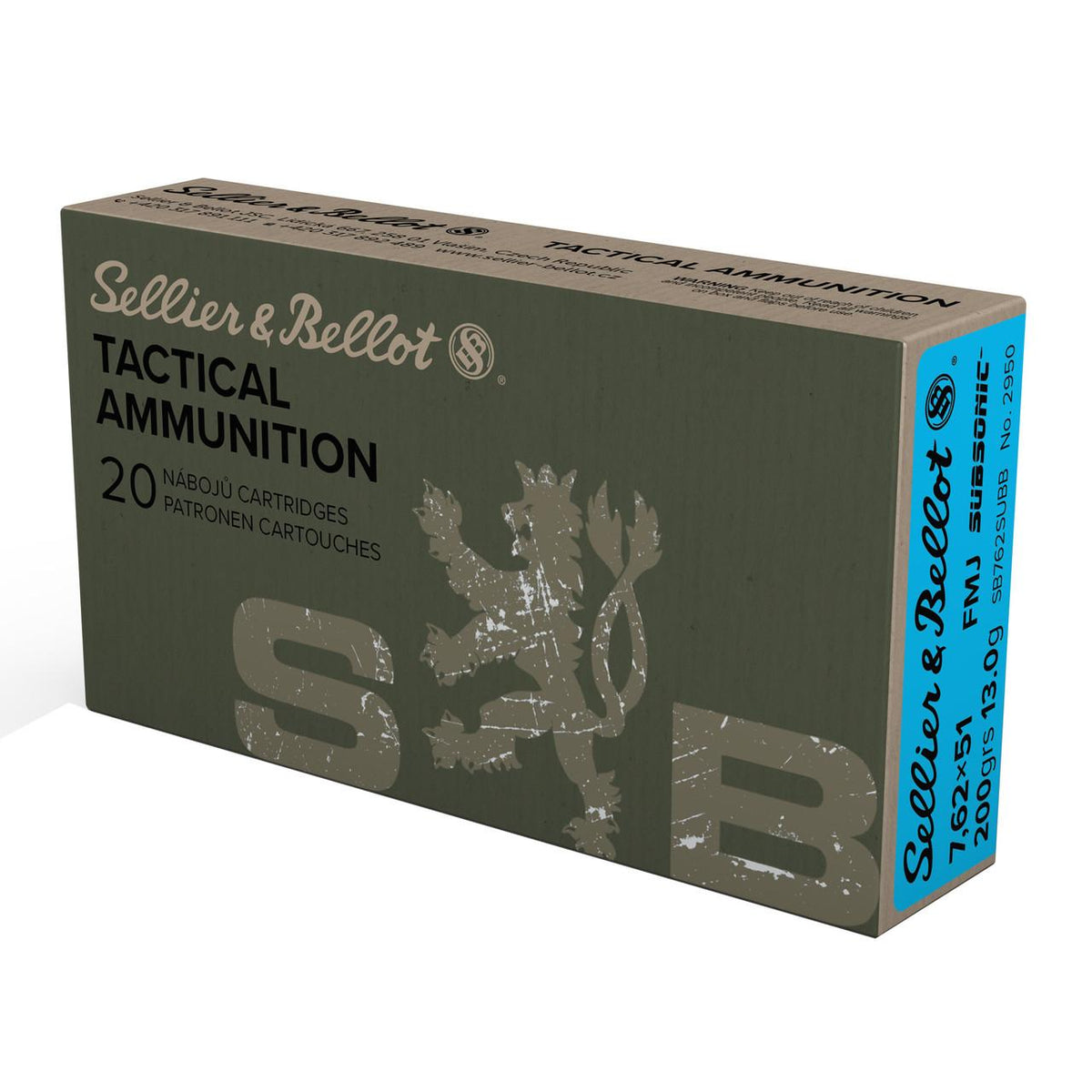 S&B 7.62x51 Subsonic  200 Grain FMJ 20 RD