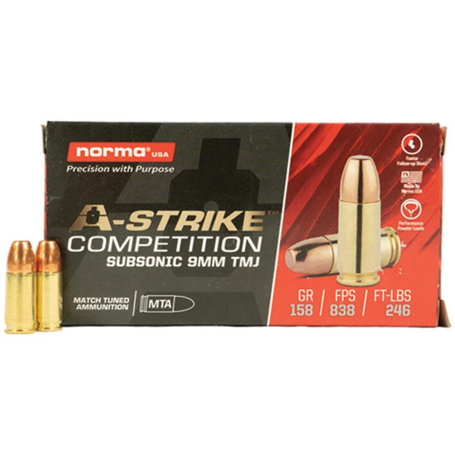 A-Strike 9mm 158gr TMJ - Subsonic 50RDS AMMO