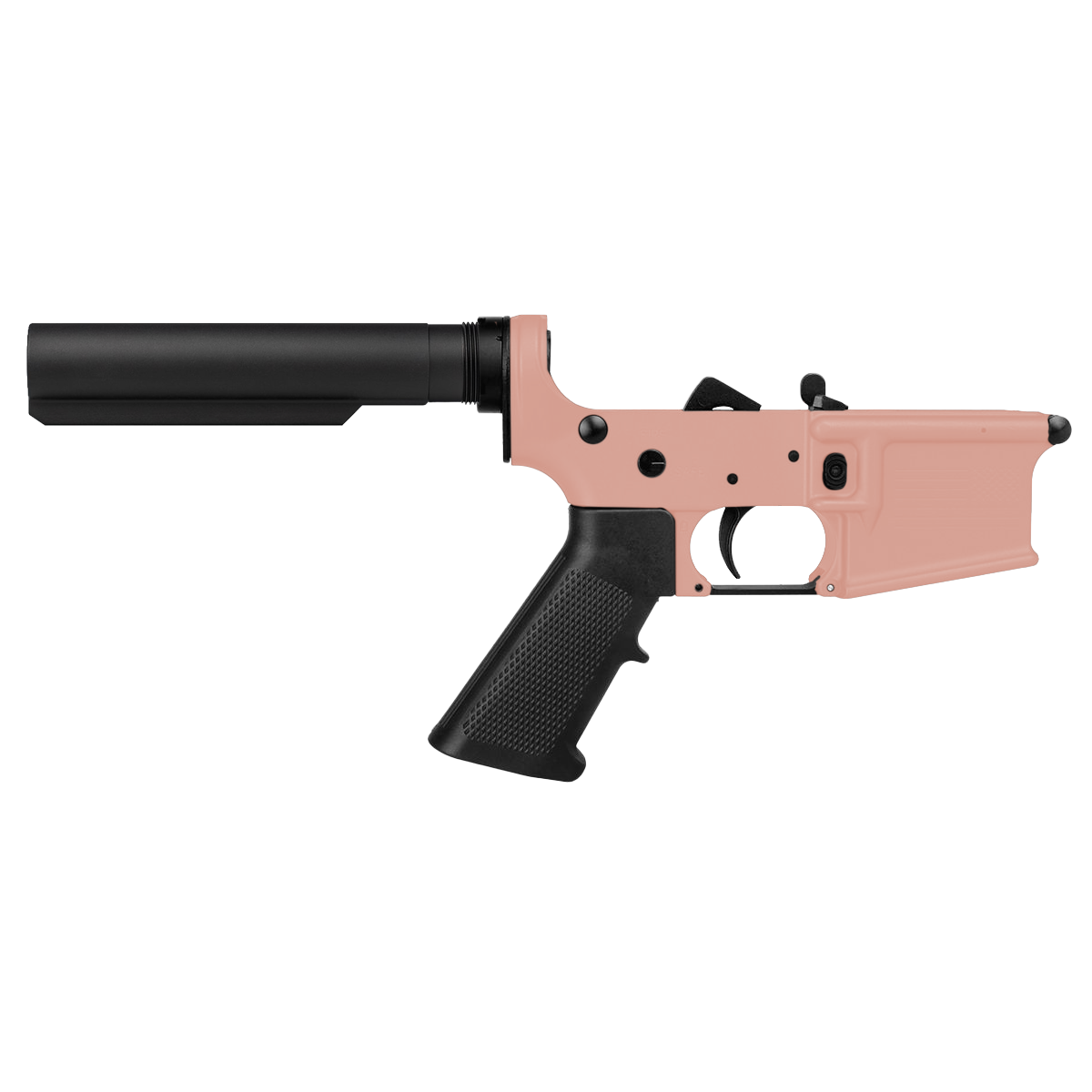 AR-15 Completed Lower Receiver with 6 Position Buffer Tube Assembly & Lower Parts Installed - Rose Gold