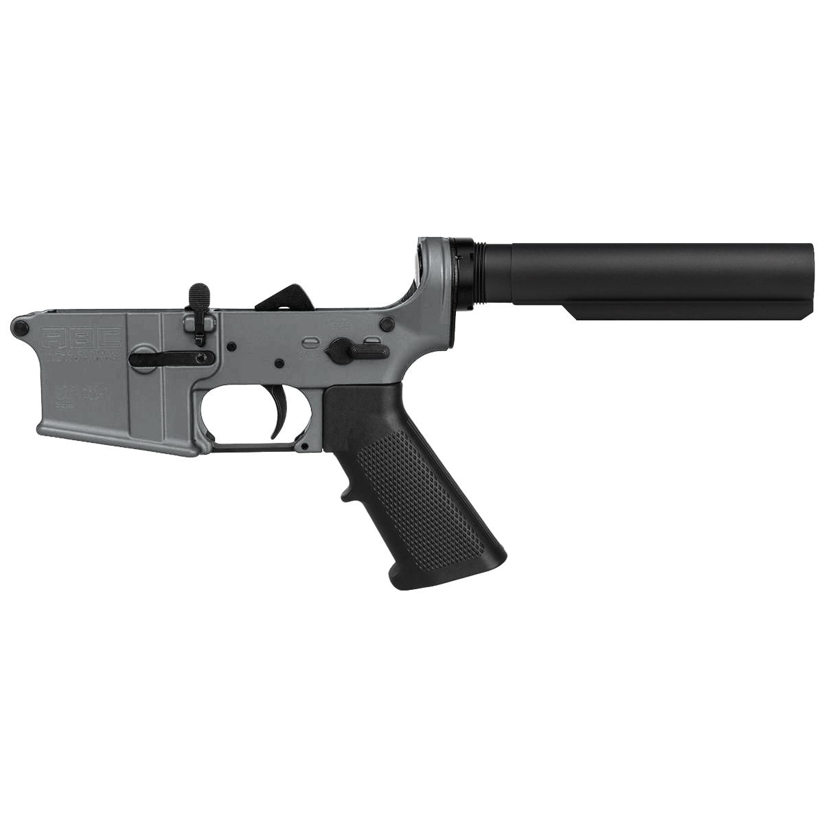 AR-15 Completed Lower Receiver with 6 Position Buffer Tube Assembly & Lower Parts Installed - Tungsten Gray