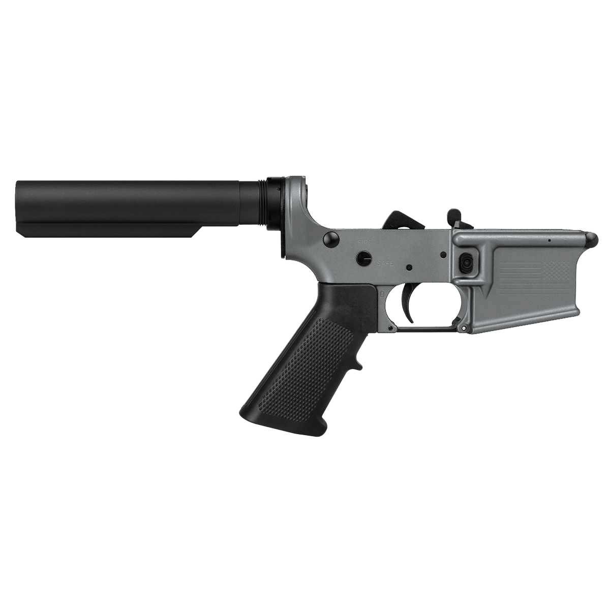 AR-15 Completed Lower Receiver with 6 Position Buffer Tube Assembly & Lower Parts Installed - Tungsten Gray