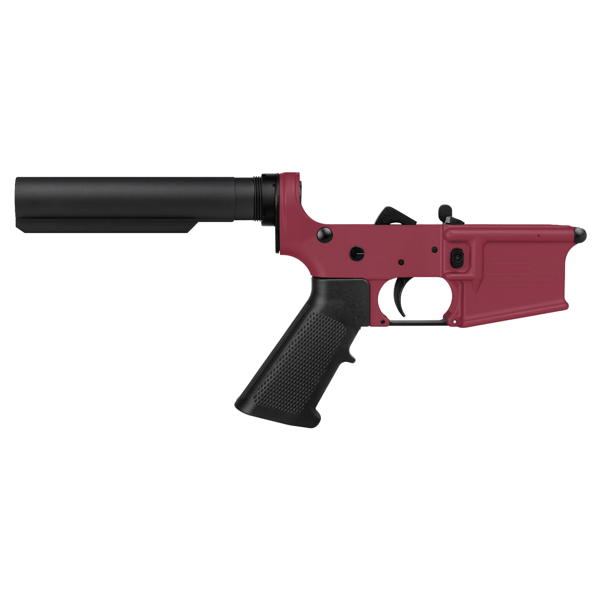 AR-15 Completed Lower Receiver with 6 Position Buffer Tube Assembly & Lower Parts Installed - Cranberry Frost