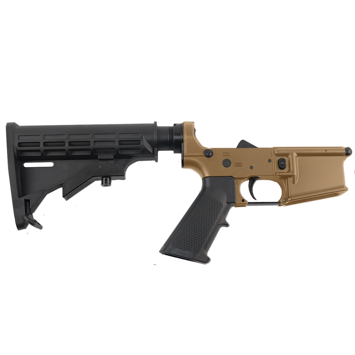 AR-15 Completed Lower Receiver with Adjustable M4 Stock Assembly & Lower Parts Installed - Burnt Bronze