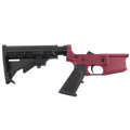 AR-15 Completed Lower Receiver with Adjustable M4 Stock Assembly & Lower Parts Installed - Cranberry Frost