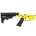 AR-15 Completed Lower Receiver with Adjustable M4 Stock Assembly & Lower Parts Installed - Lemon Zest