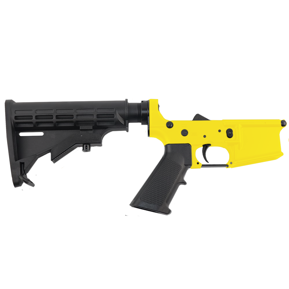 AR-15 Completed Lower Receiver with Adjustable M4 Stock Assembly & Lower Parts Installed - Lemon Zest