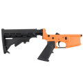 AR-15 Completed Lower Receiver with Adjustable M4 Stock Assembly & Lower Parts Installed - Tequila Sunrise Orange