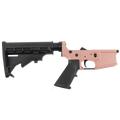 AR-15 Completed Lower Receiver with Adjustable M4 Stock Assembly & Lower Parts Installed - Rose Gold
