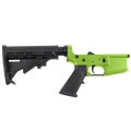 AR-15 Completed Lower Receiver with Adjustable M4 Stock Assembly & Lower Parts Installed - Zombie Green
