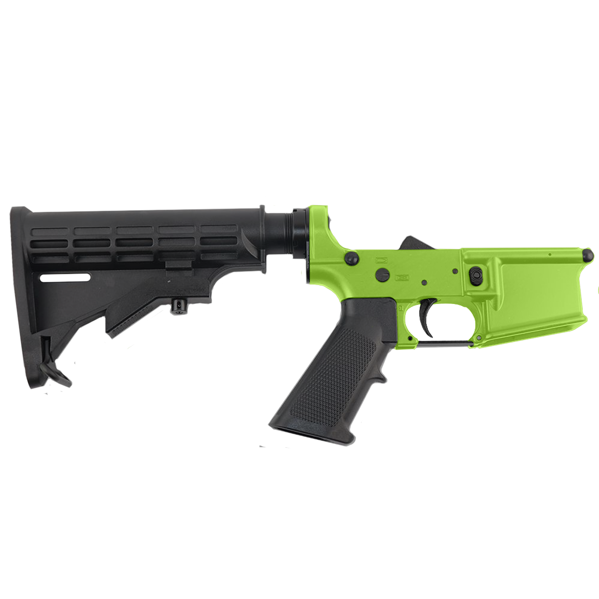 AR-15 Completed Lower Receiver with Adjustable M4 Stock Assembly & Lower Parts Installed - Zombie Green