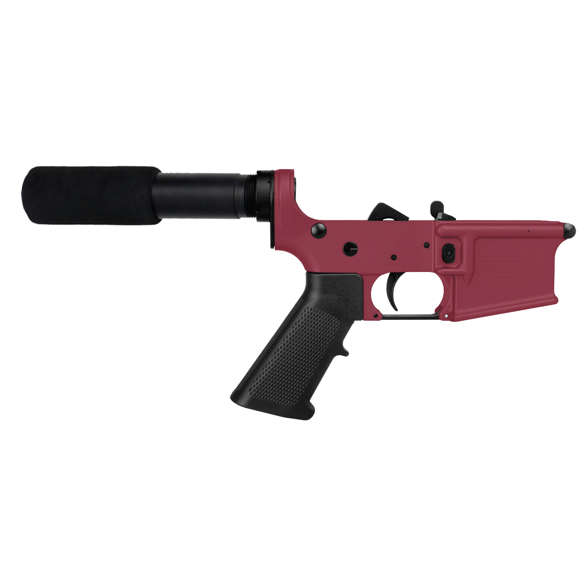 AR-15 Completed Lower Receiver with Pistol Buffer Tube Assembly & Lower Parts Installed - Cerakote Cranberry Frost