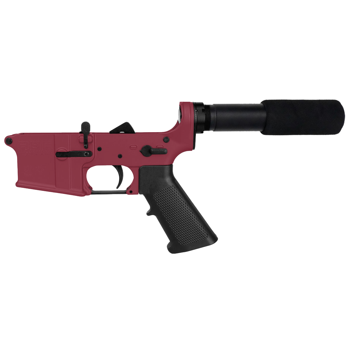 AR-15 Completed Lower Receiver with Pistol Buffer Tube Assembly & Lower Parts Installed - Cerakote Cranberry Frost