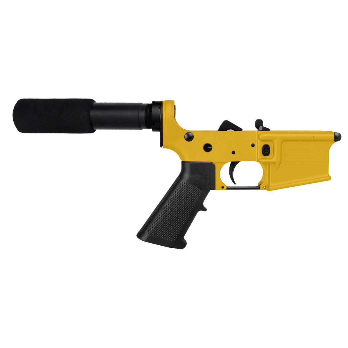AR-15 Completed Lower Receiver with Pistol Buffer Tube Assembly & Lower Parts Installed - Cerakote Gold