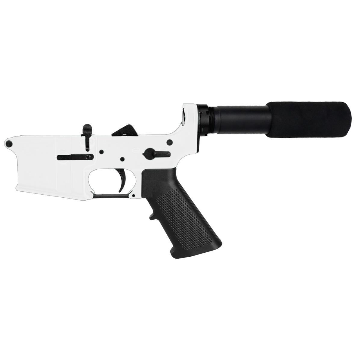 AR-15 Completed Lower Receiver with Pistol Buffer Tube Assembly & Lower Parts Installed- Cerakote White