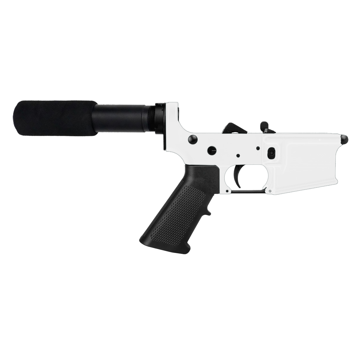 AR-15 Completed Lower Receiver with Pistol Buffer Tube Assembly & Lower Parts Installed- Cerakote White
