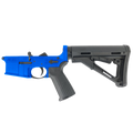 AR-15 Completed Lower Receiver with Collapsible Mil Spec Stock - Flame Blue