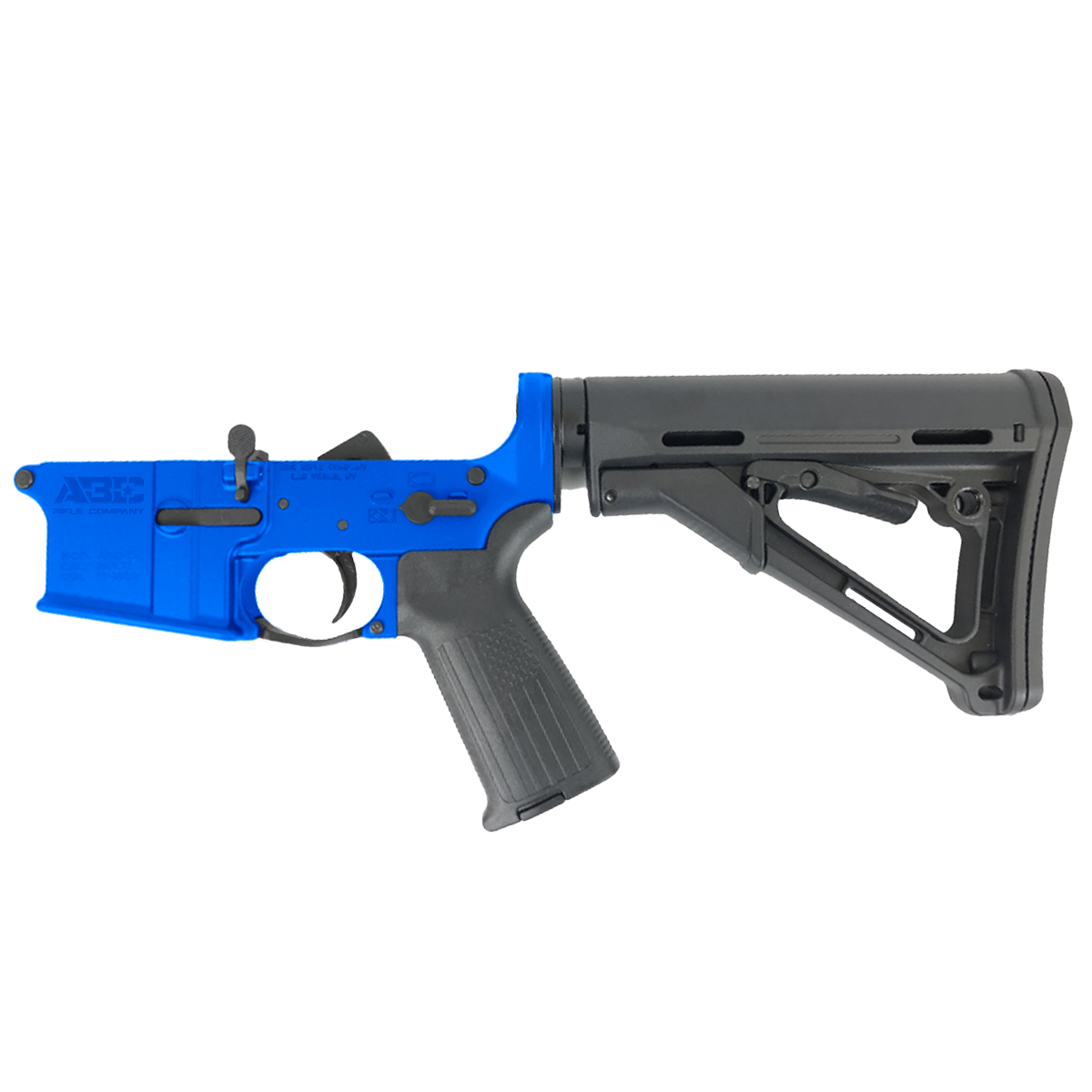 AR-15 Completed Lower Receiver with Collapsible Mil Spec Stock - Flame Blue