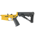 AR-15 Completed Lower Receiver with Collapsible Mil Spec Stock - Gold