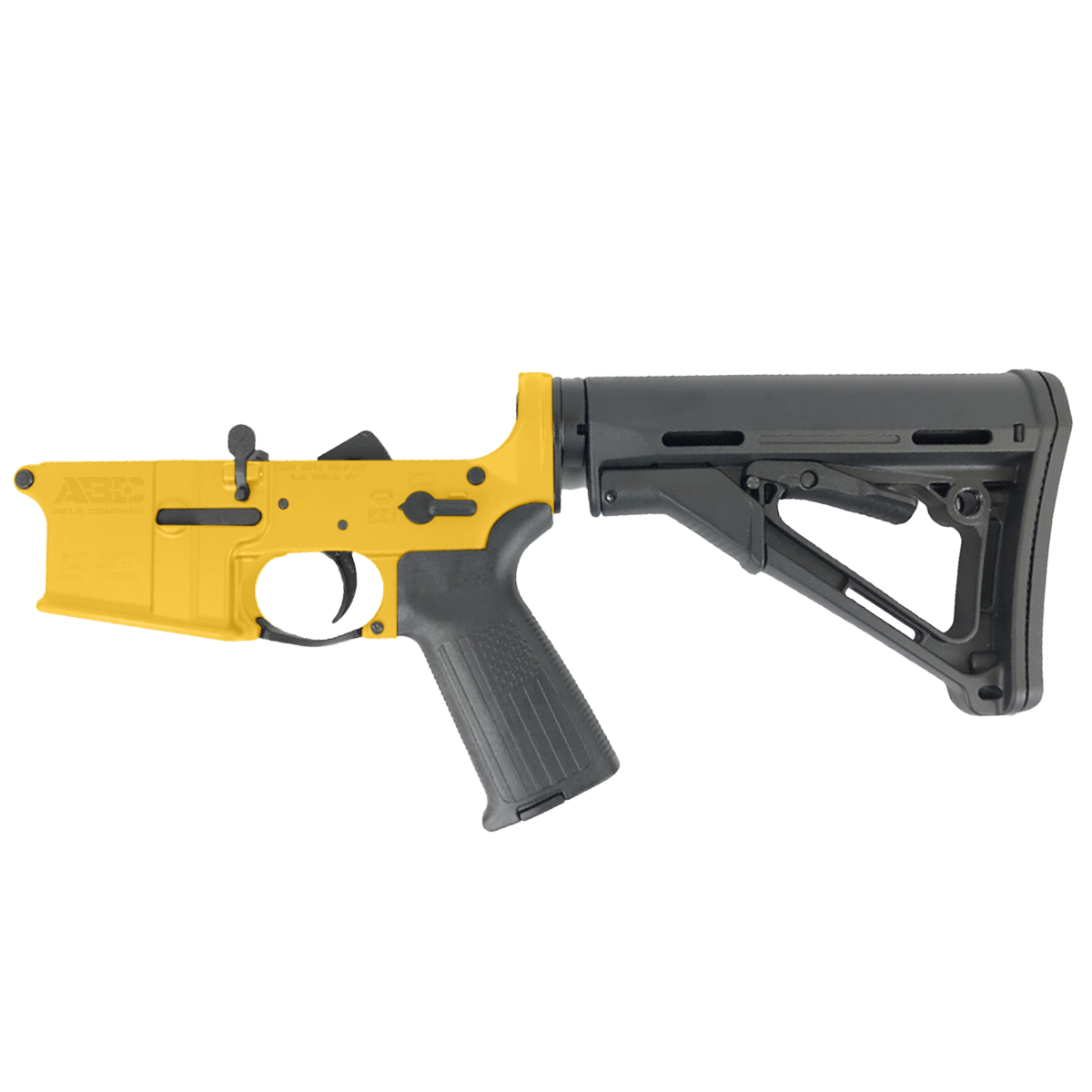 AR-15 Completed Lower Receiver with Collapsible Mil Spec Stock - Gold