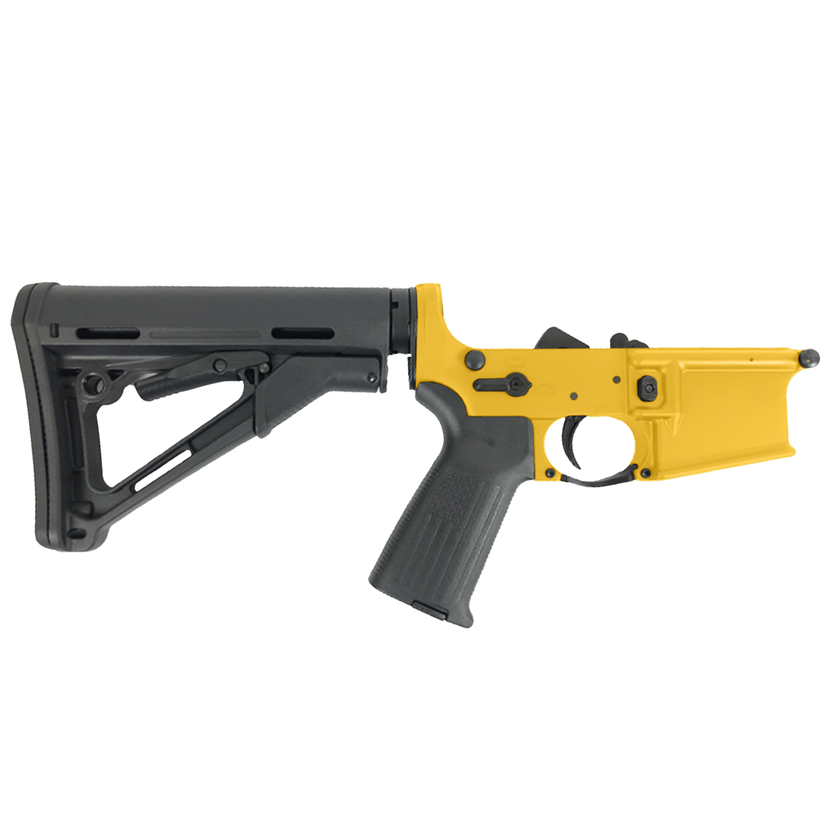 AR-15 Completed Lower Receiver with Collapsible Mil Spec Stock - Gold