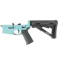 AR-15 Completed Lower Receiver with Collapsible Mil Spec Stock - Robins Egg Blue