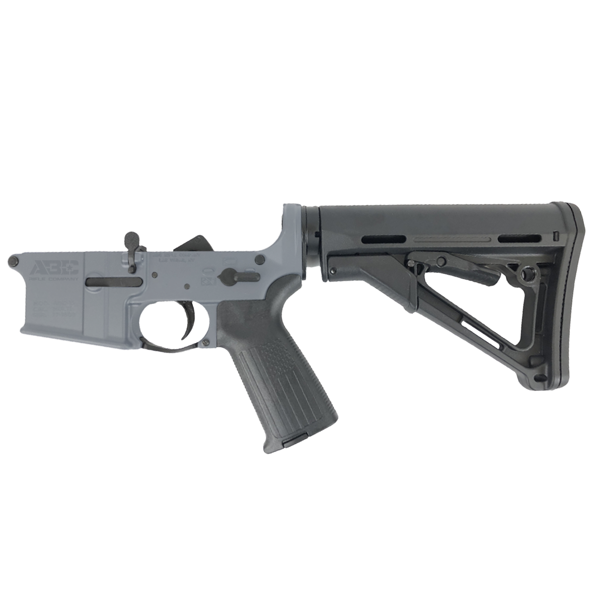 AR-15 Completed Lower Receiver with Collapsible Mil Spec Stock - Sniper Gray