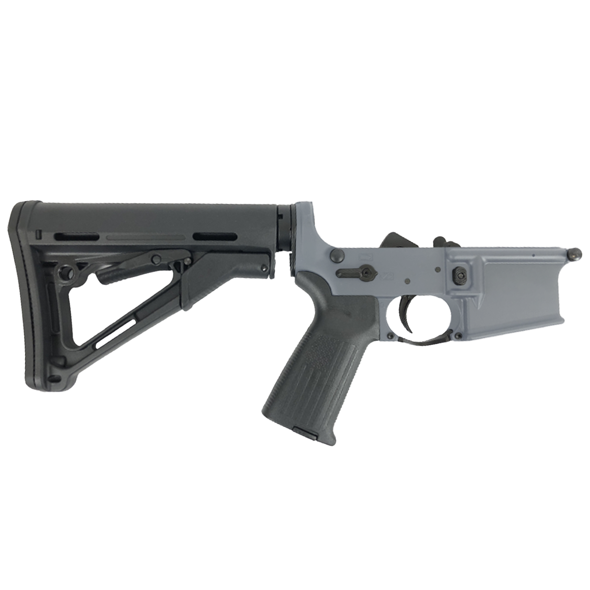 AR-15 Completed Lower Receiver with Collapsible Mil Spec Stock - Sniper Gray