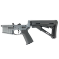 AR-15 Completed Lower Receiver with Collapsible Mil Spec Stock - Tungsten Gray