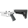AR-15 Completed Lower Receiver with Adjustable Slim Line Stock - Storm Trooper White