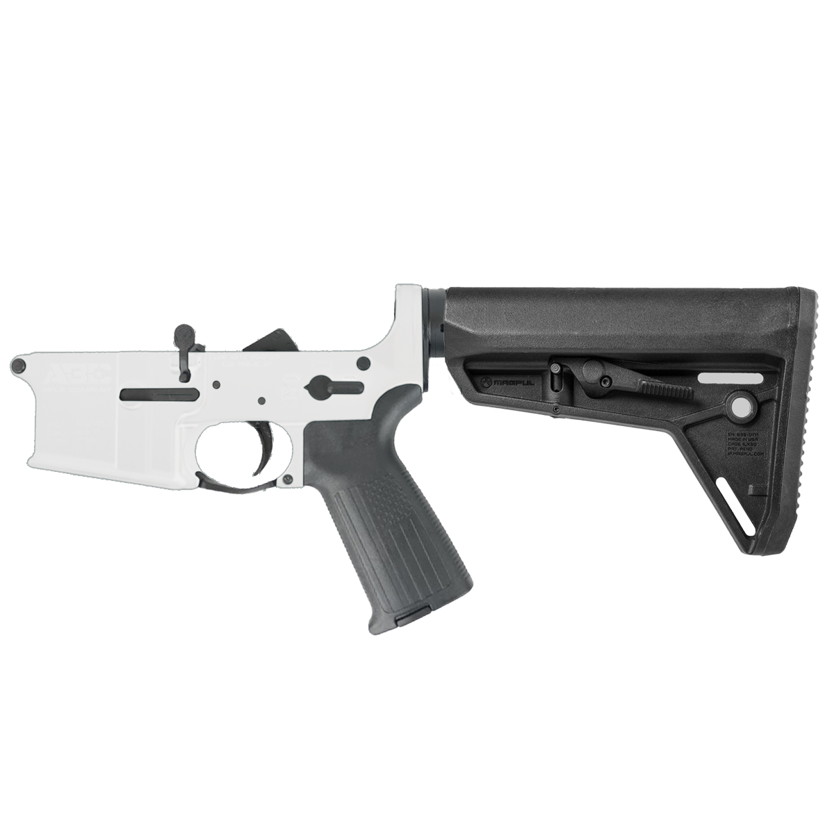 AR-15 Completed Lower Receiver with Adjustable Slim Line Stock - Storm Trooper White