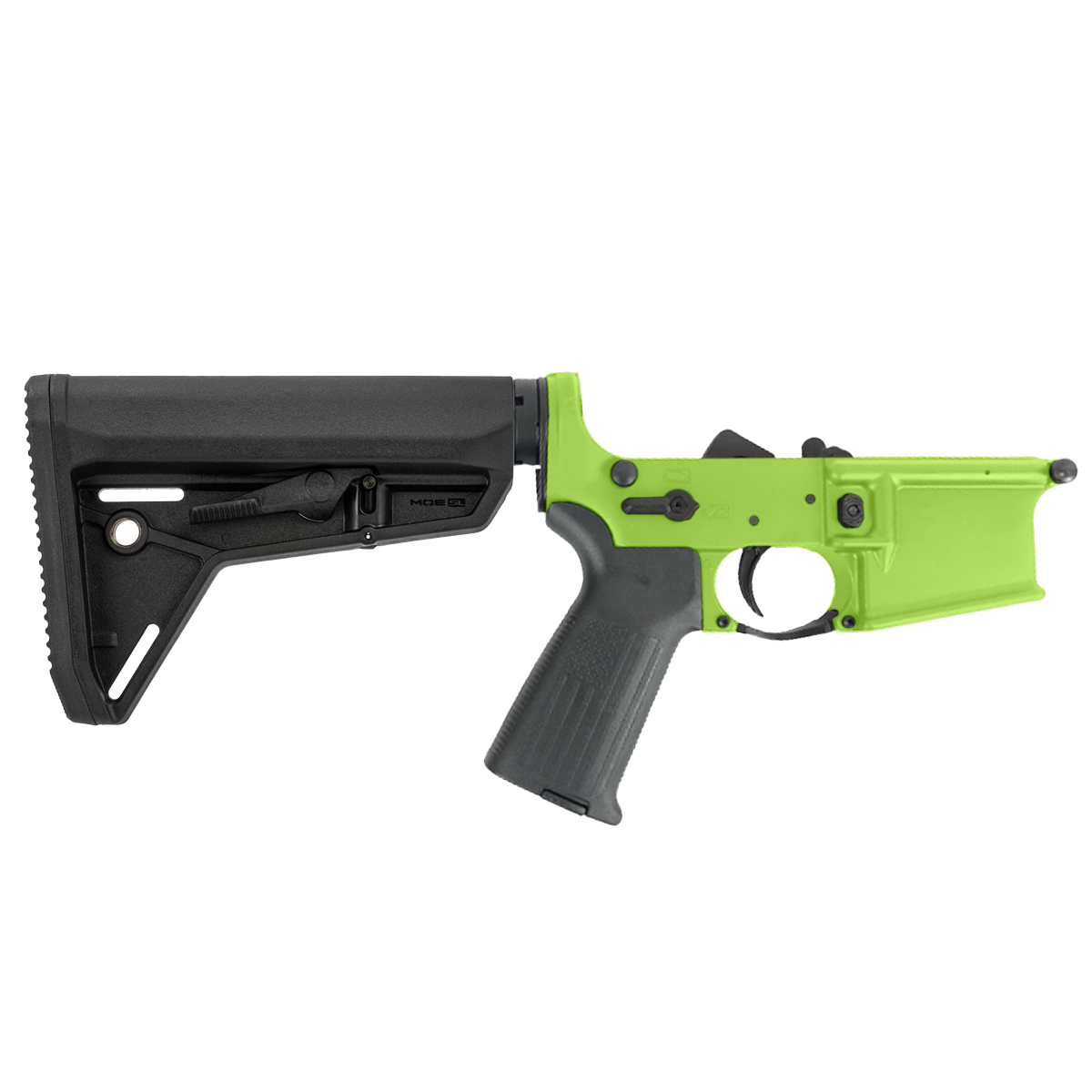 AR-15 Completed Lower Receiver with Adjustable Slim Line Stock - Zombie Green