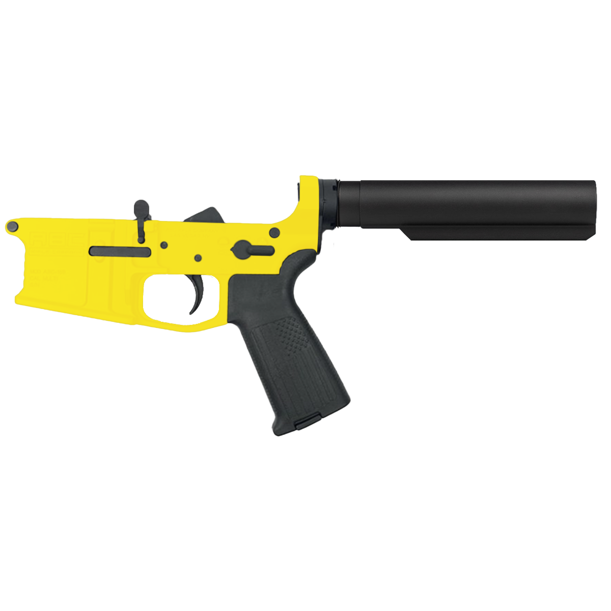 AR-15 Completed Billet Lower Receiver with 6-Position Buffer Tube - Cerakote Lemon Zest