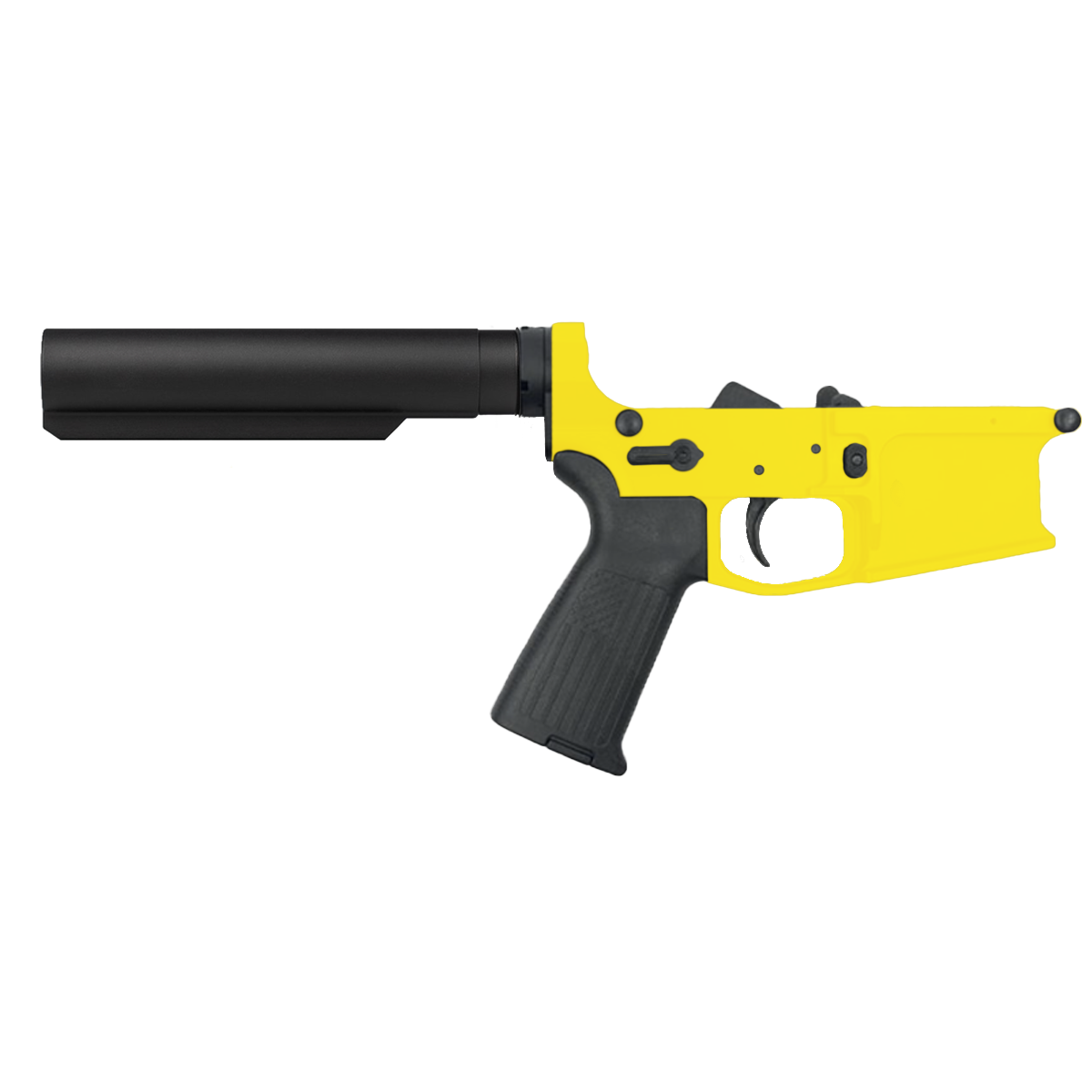 AR-15 Completed Billet Lower Receiver with 6-Position Buffer Tube - Cerakote Lemon Zest