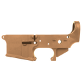 AR-15 Lower Receiver Stripped With ABC Logo / USA Flag Engraved - Burnt Bronze