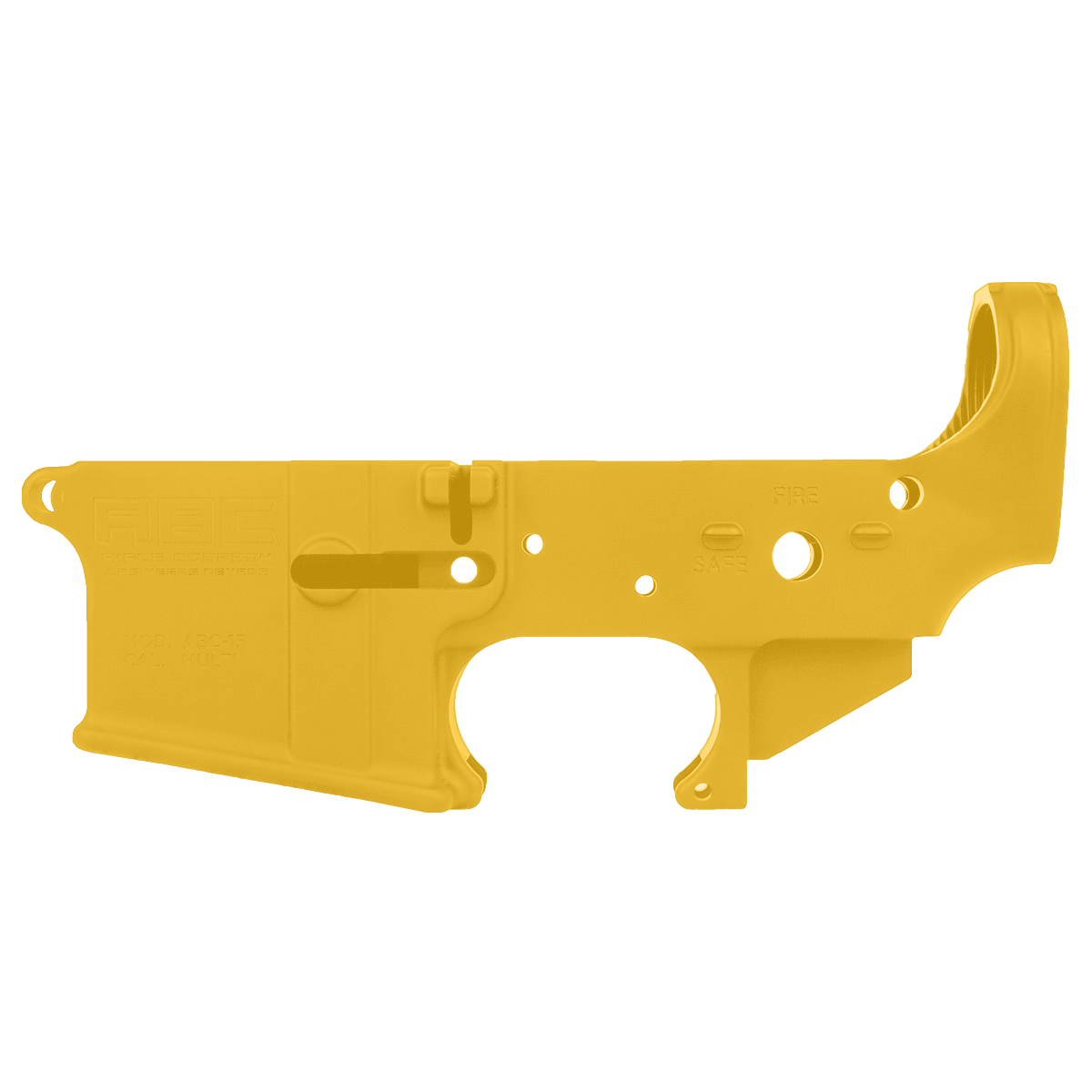 AR-15 Lower Receiver Stripped With ABC Logo / USA Flag Engraved - Gold