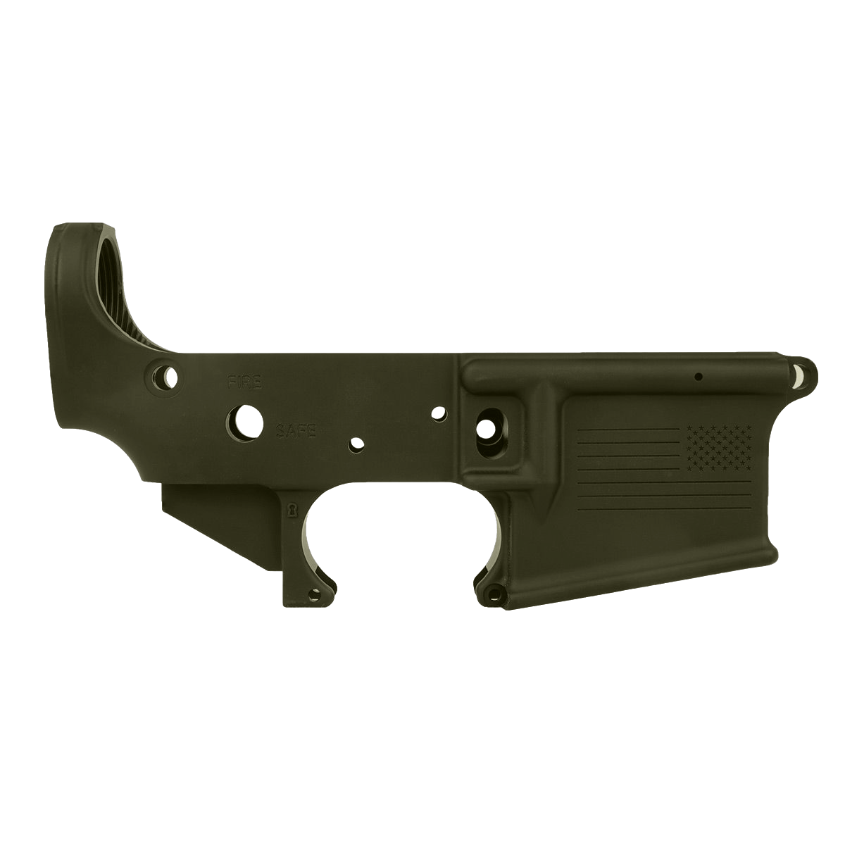 AR-15 Lower Receiver Stripped With ABC Logo / USA Flag Engraved - Magpul ODG