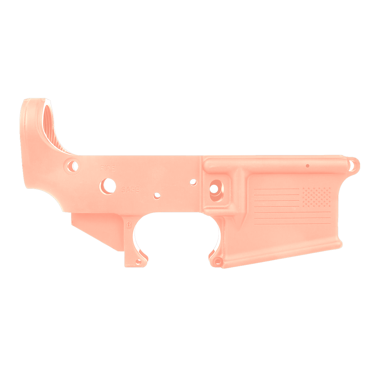 AR-15 Lower Receiver Stripped With ABC Logo / USA Flag Engraved - Rose Gold