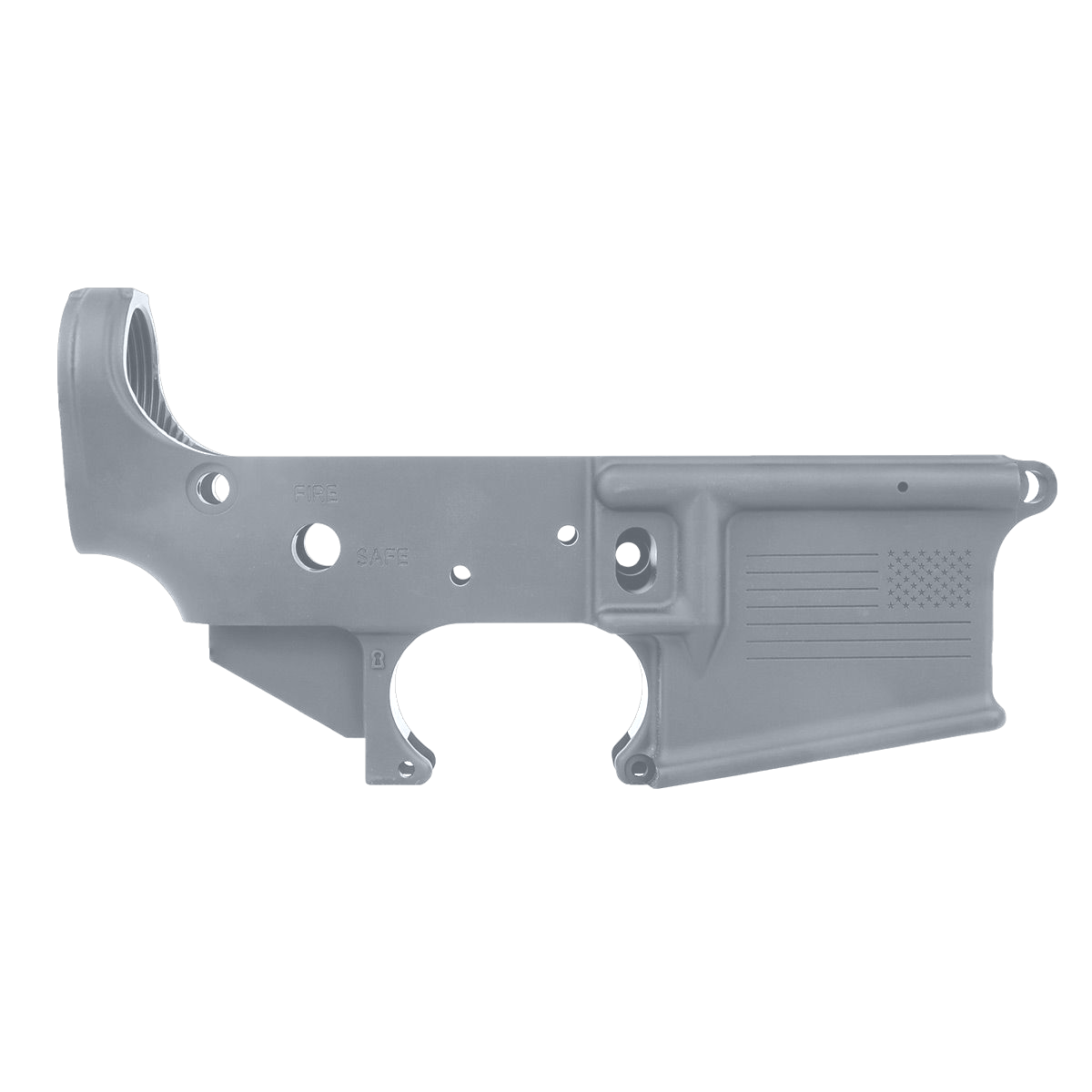 AR-15 Lower Receiver Stripped With ABC Logo / USA Flag Engraved - Sniper Grey