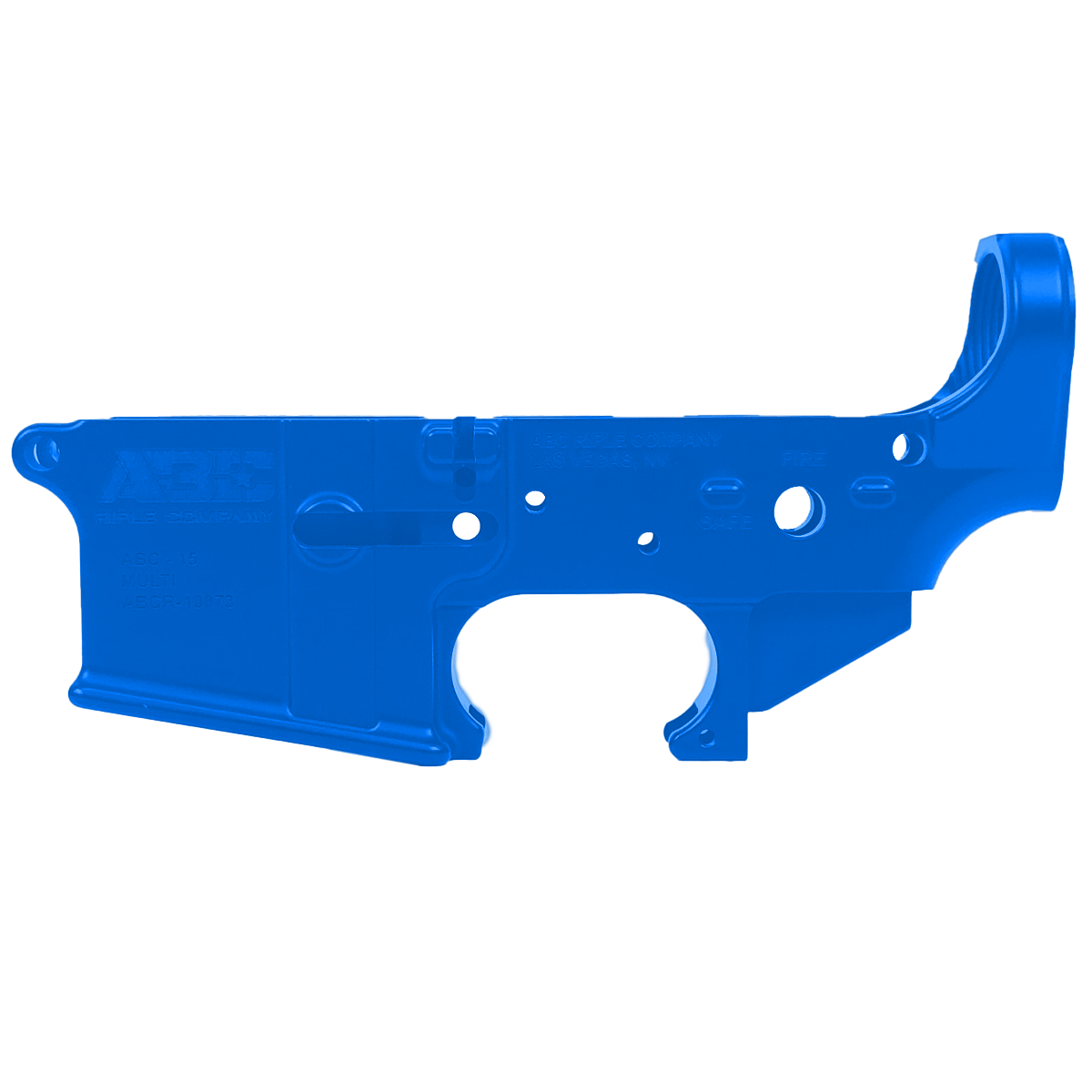 AR-15 Lower Receiver Stripped With ABC Logo - Flame Blue