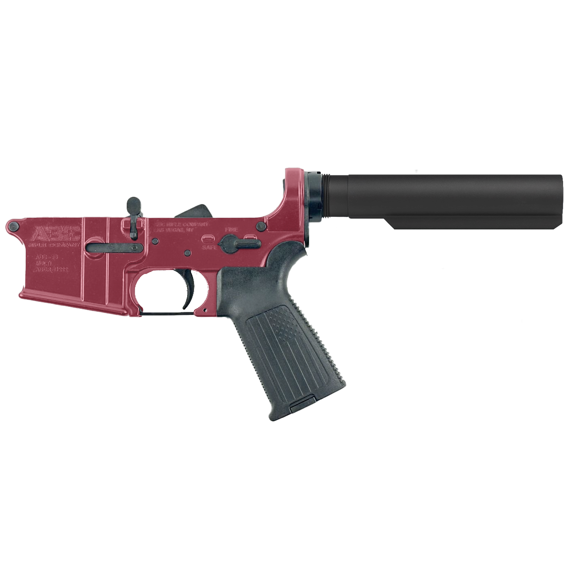 AR-15 Completed Lower Receiver with 6 Position Buffer Tube & Lower Parts Installed - Cranberry Frost