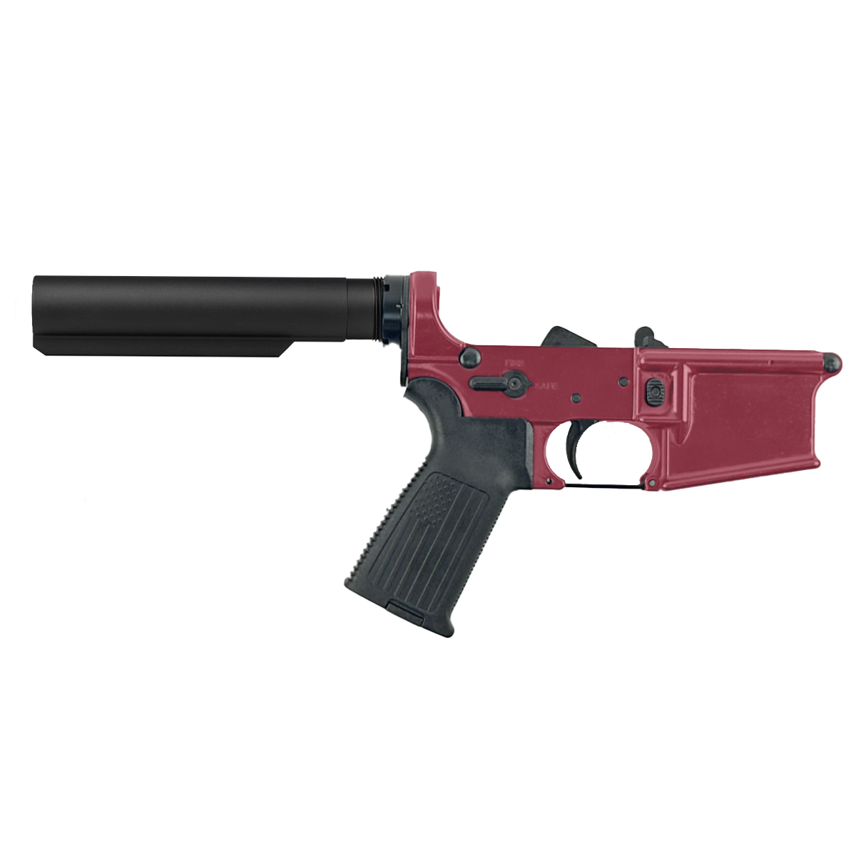 AR-15 Completed Lower Receiver with 6 Position Buffer Tube & Lower Parts Installed - Cranberry Frost