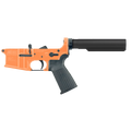 AR-15 Completed Lower Receiver with 6 Position Buffer Tube & Lower Parts Installed - Tequila Sunrise Orange