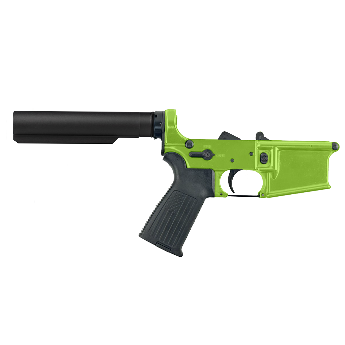 AR-15 Completed Lower Receiver with 6 Position Buffer Tube & Lower Parts Installed - Zombie Green