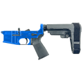 AR-15 Completed Lower Receiver with Adjustable SB Tactical Brace Assembly & Lower Parts Installed - Flame Blue