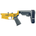 AR-15 Completed Lower Receiver with Adjustable SB Tactical Brace Assembly & Lower Parts Installed - Gold