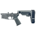AR-15 Completed Lower Receiver with Adjustable SB Tactical Brace Assembly & Lower Parts Installed - Tungsten Gray