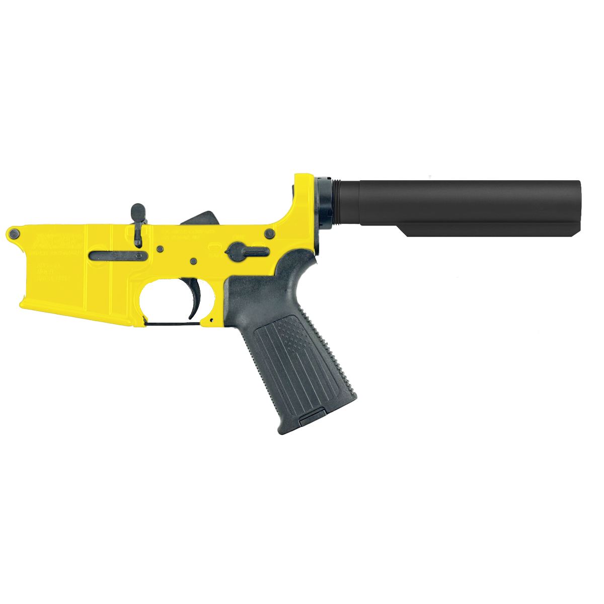 AR-15 Completed Lower Receiver with 6 Position Buffer Tube & Lower Parts Installed - Lemon Zest