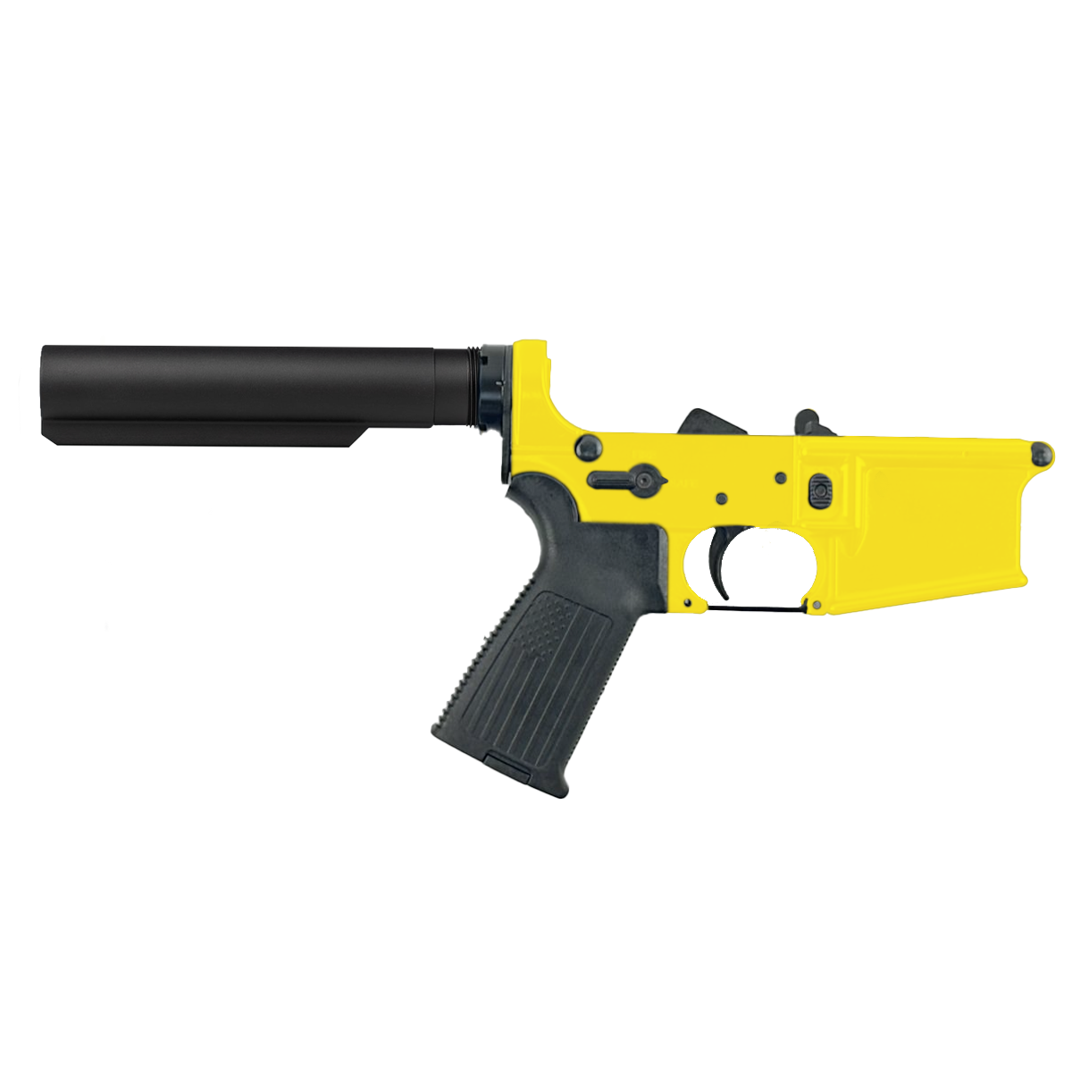 AR-15 Completed Lower Receiver with 6 Position Buffer Tube & Lower Parts Installed - Lemon Zest