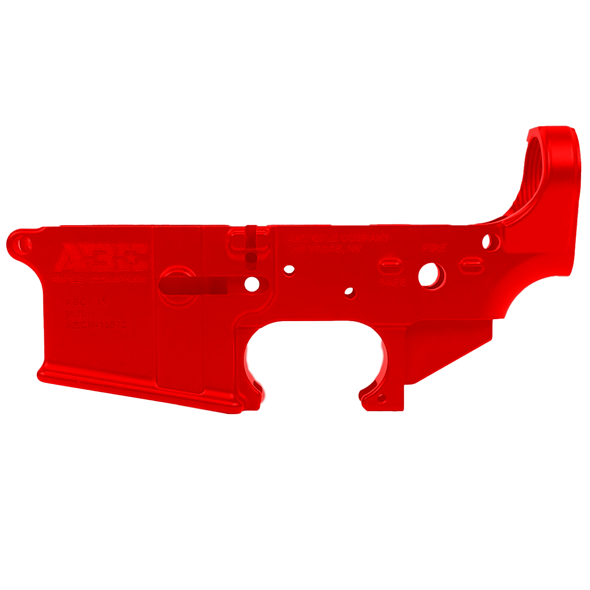 AR-15 Lower Receiver Stripped With ABC Logo - Red