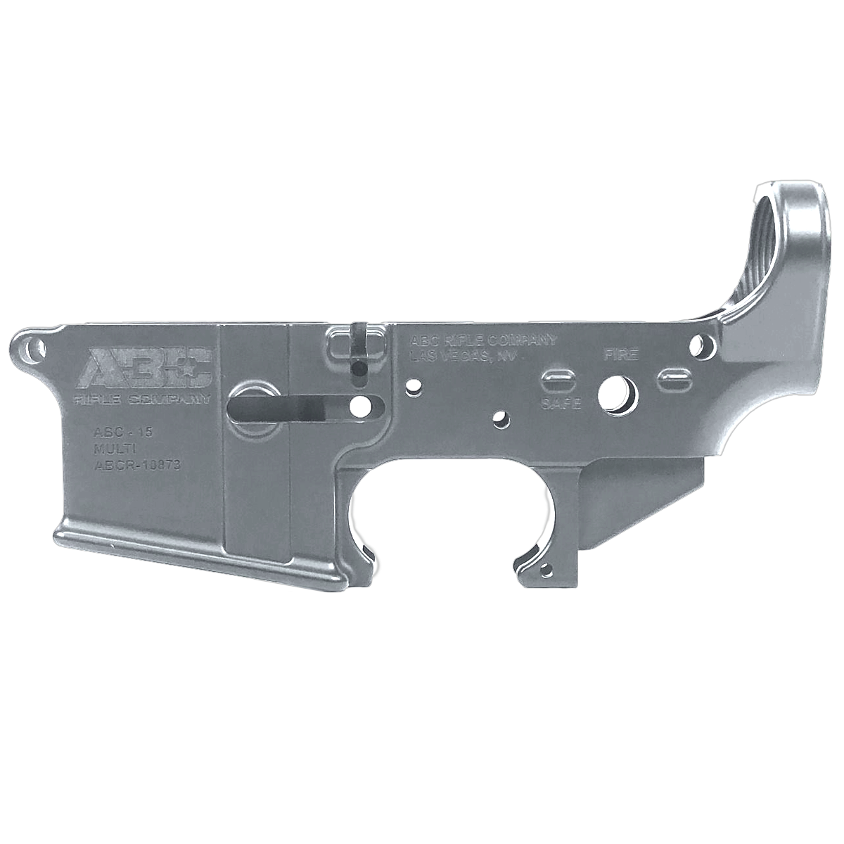 AR-15 Lower Receiver Stripped With ABC Logo - Tungsten Gray